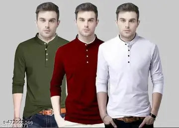 Cotton Men's T-Shirts - Pack of 3 (Assorted Colors)