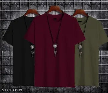 Round Neck Men's T-Shirts - Pack of 3 (Assorted Colors)