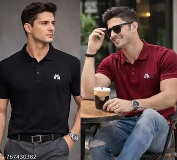 Cotton Men's Polo T-Shirts - Pack of 2 (Assorted Colors)