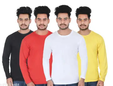 Round Neck Men's T-Shirts - Pack of 4 (Assorted Colors)