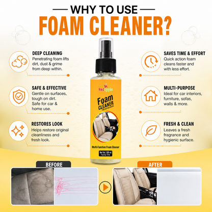 Multipurpose Car & Home Lemon Flavour Foam Cleaning Spray (Buy 1 Get 1 Free)