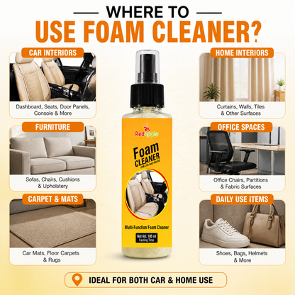 Multipurpose Car & Home Lemon Flavour Foam Cleaning Spray (Buy 1 Get 1 Free)