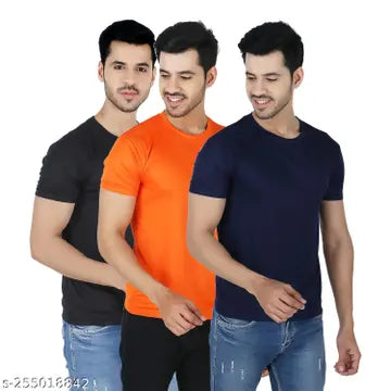Stylish Men's T-Shirts - Pack of 3 (Assorted Colors)