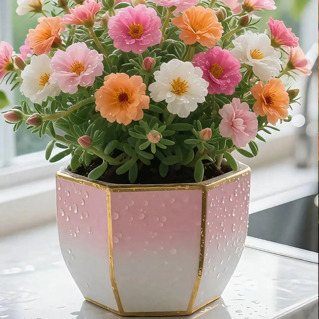 Double Moss Rose seeds + 100 grams Organic potmix (Buy 1 Get 1 Free)