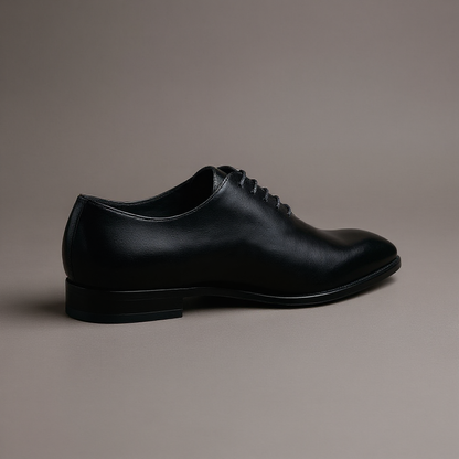 Black Leather Nandes Pointed Oxford Shoes