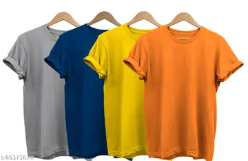 Solid Men's T-Shirts - Pack of 4 (Assorted Colors)