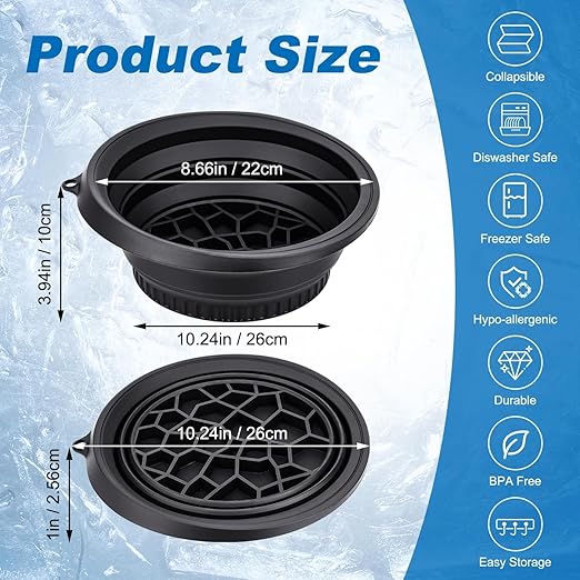Collapsible Silicone Facial Ice Bath Bowl for Easy Storage & Carrying
