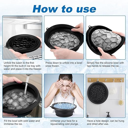 Collapsible Silicone Facial Ice Bath Bowl for Easy Storage & Carrying