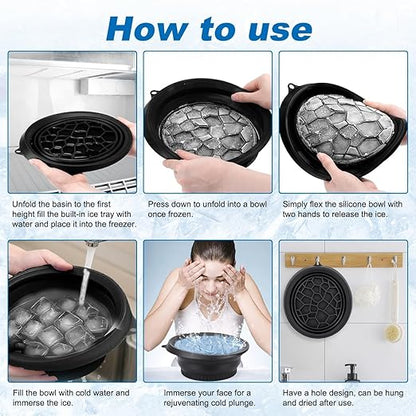 Collapsible Silicone Facial Ice Bath Bowl for Easy Storage & Carrying