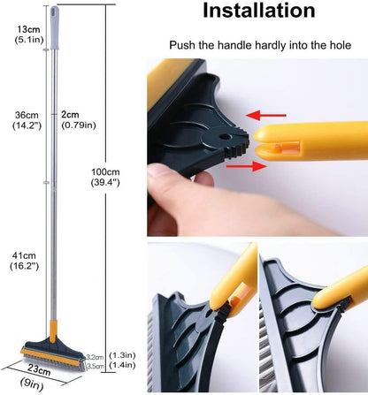 2-in-1 Bathroom Floor Cleaning Brush with Long Handle, 120° Rotating