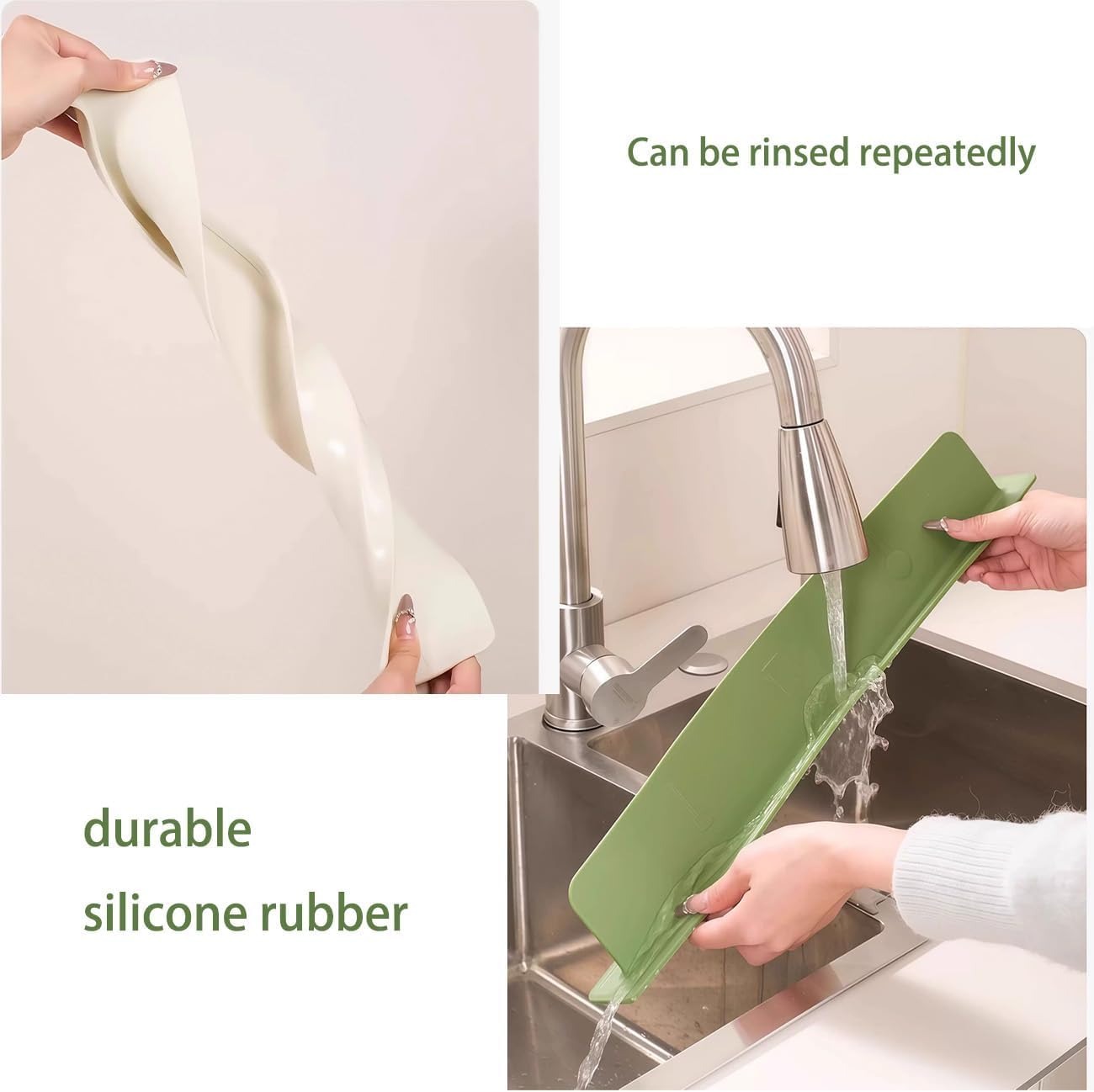 Kitchen Silicone Sink Splash Guard Mat - Pack of 2