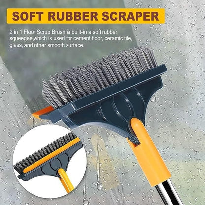 2-in-1 Bathroom Floor Cleaning Brush with Long Handle, 120° Rotating