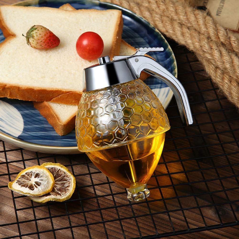 Honey Dispenser - Maple Syrup Dispenser Glass - Glass Honey Pot