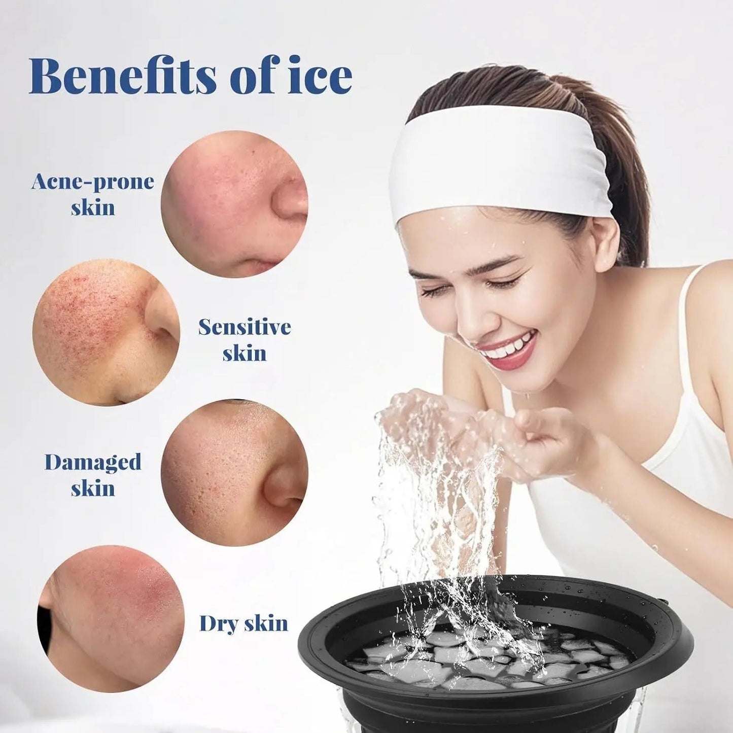 Collapsible Silicone Facial Ice Bath Bowl