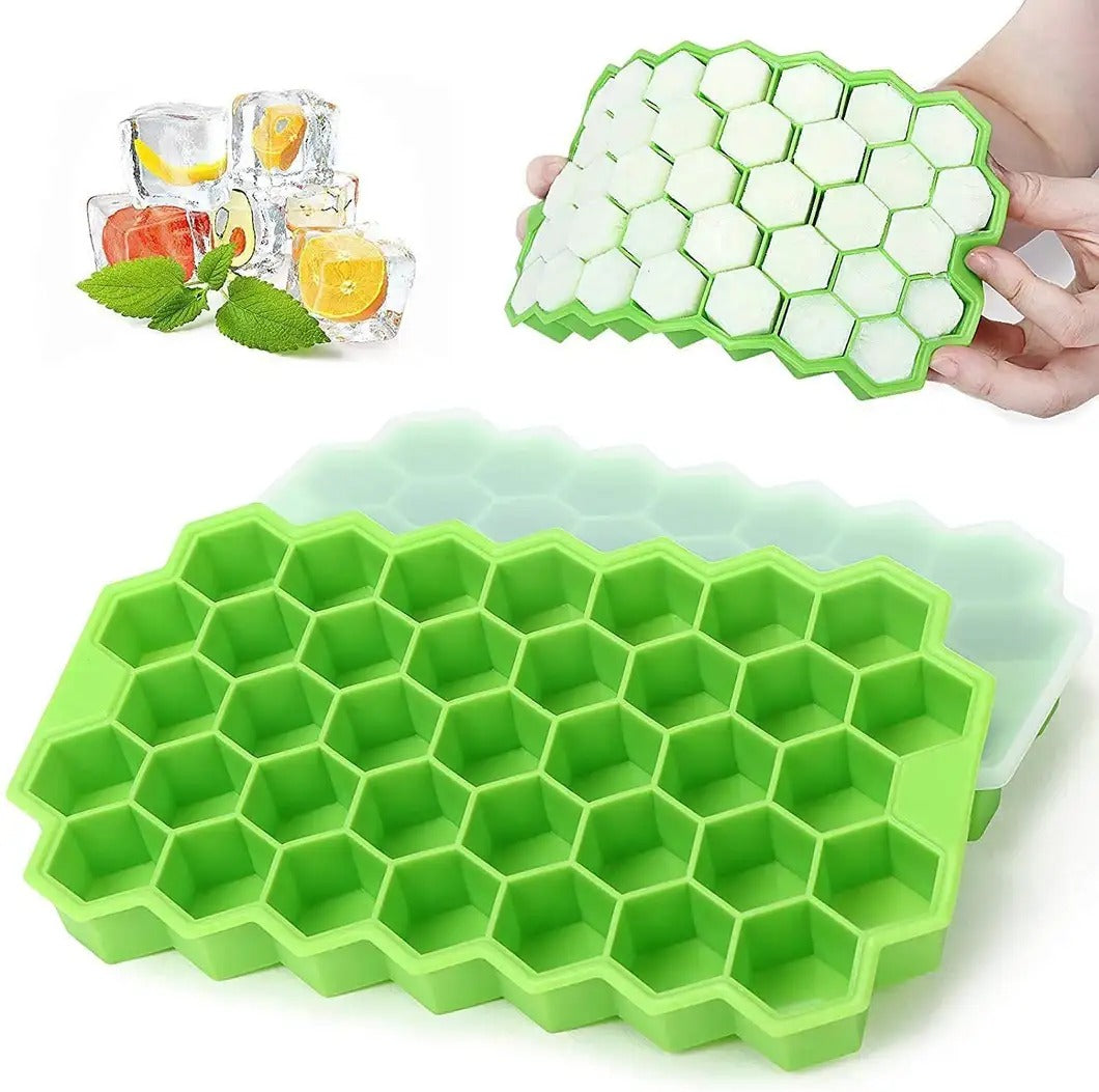 Ice Cube Tray Flexible Silicone Honeycomb - Pack of 3