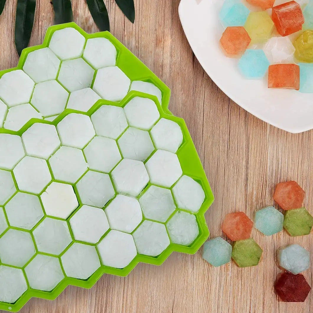 Ice Cube Tray Flexible Silicone Honeycomb - Pack of 3