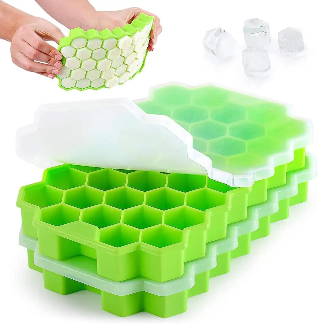 Ice Cube Tray Flexible Silicone Honeycomb - Pack of 3