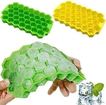 Ice Cube Tray Flexible Silicone Honeycomb - Pack of 3