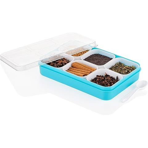 1800 ML 6-in-1 Masala Box for Kitchen with Spoon
