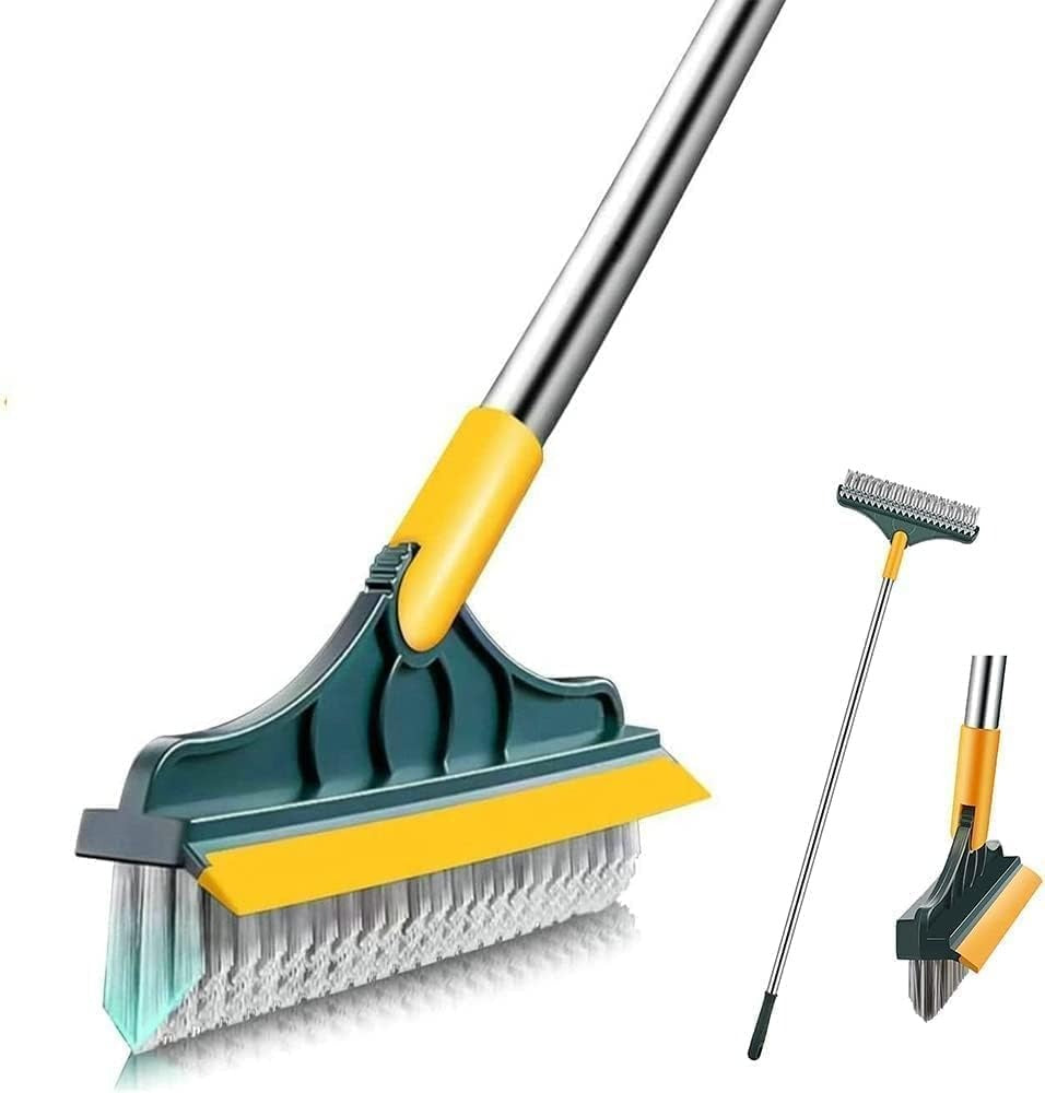 2-in-1 Bathroom Floor Cleaning Brush with Long Handle, 120° Rotating