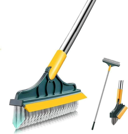 2-in-1 Bathroom Floor Cleaning Brush with Long Handle, 120° Rotating