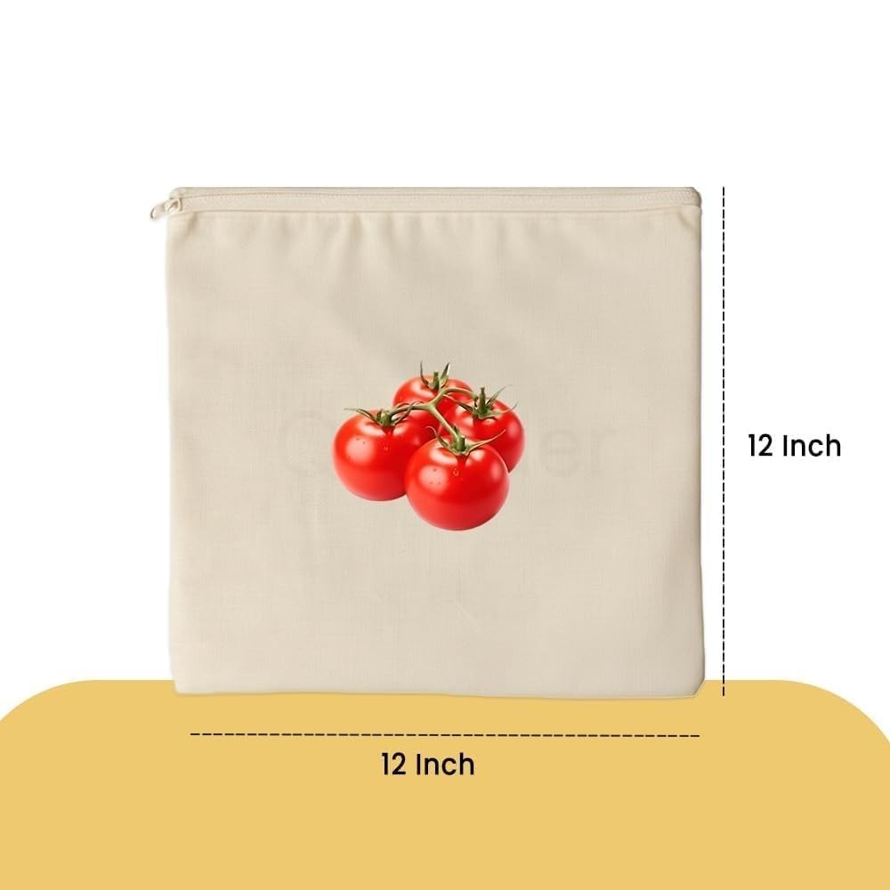Reusable Cotton Vegetable Storage Bags for Fridge - Pack of 6