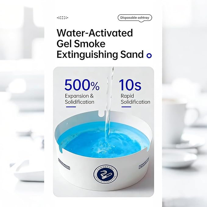 Portable Disposable Foam Ashtray with Absorbent Foam Gel pack of 1(5pcs)