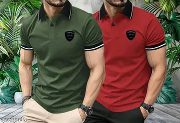Matty Designer Polo Neck Men's Polo T-Shirts - Pack of 2 (Assorted Colors)