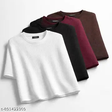 Polyester Men's T-Shirts - Pack of 4 (Assorted Colors)