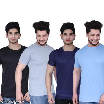 Solid Men's T-Shirts - Pack of 4 (Assorted Colors)