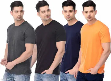 Solid Men's T-Shirts - Pack of 4 (Assorted Colors)