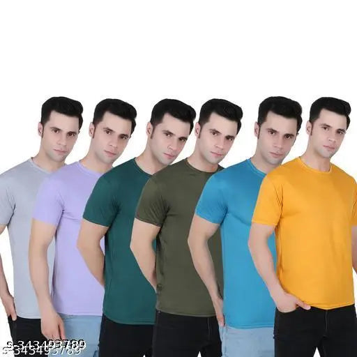 Fabshore Drifit Polyester Round neck Tshirts pack of 6