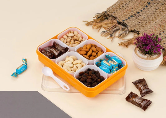 1800 ml 6-in-1 Masala Box for Kitchen with spoon(random color)