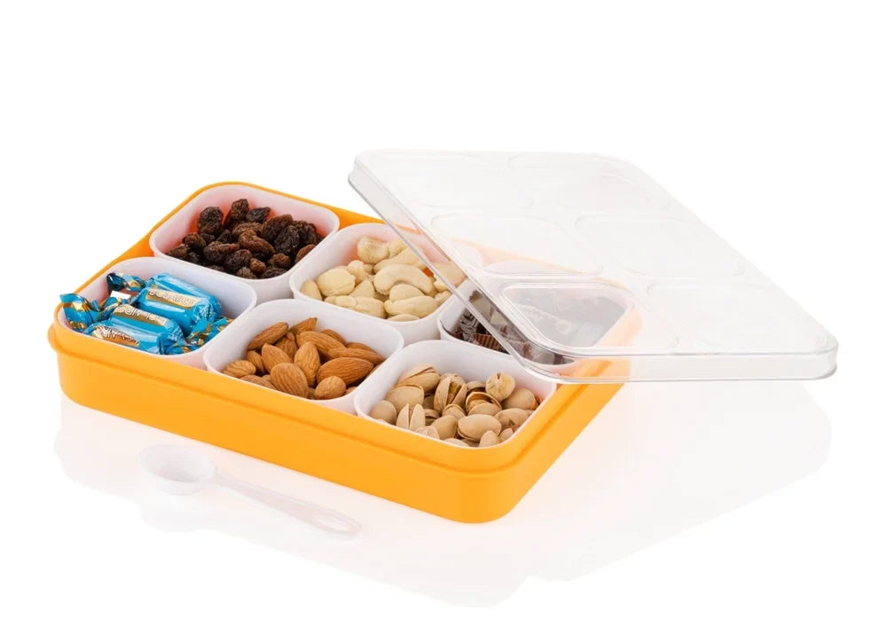 1800 ml 6-in-1 Masala Box for Kitchen with spoon(random color)