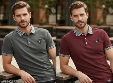 Cotton Blend Men's Polo T-Shirts -Pack of 2 (Assorted Colors)