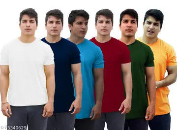 Stylish Men's T-Shirts - Pack of 6 (Assorted Colors)