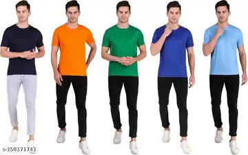 Fashionable Men's T-Shirts - Pack of 5 (Assorted Colors)
