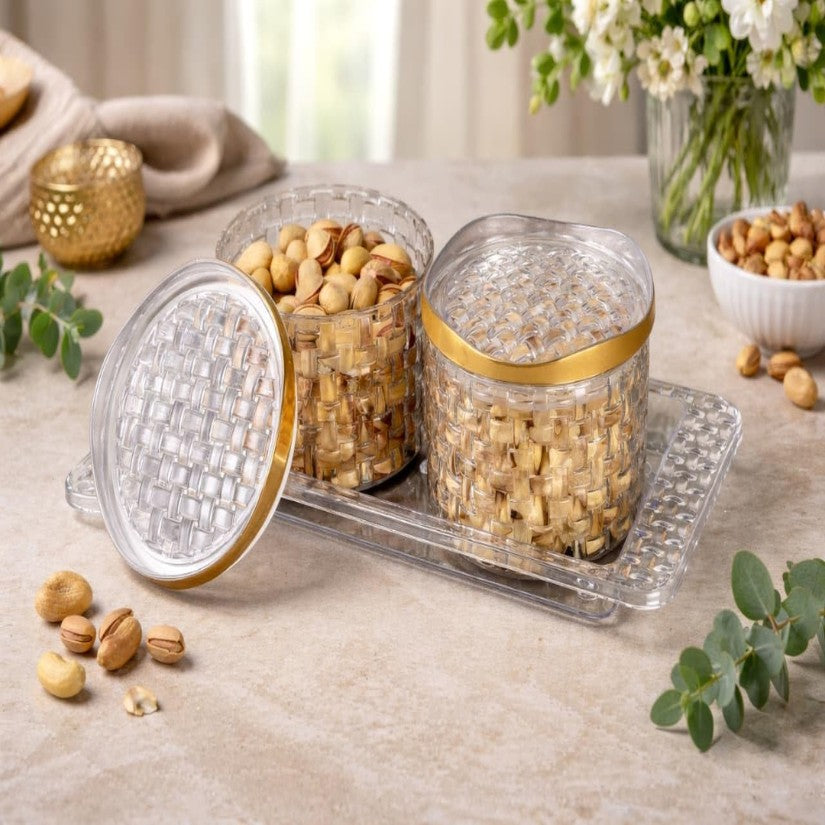 Airtight Dry Fruit Containers with Lid & Serving Tray