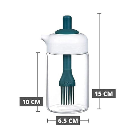 2 In 1 Glass Oil Dispenser Bottle With Silicone Oil Brush