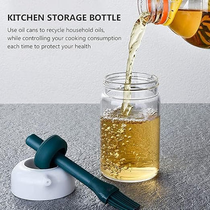 2 In 1 Glass Oil Dispenser Bottle With Silicone Oil Brush