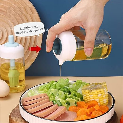 2 In 1 Glass Oil Dispenser Bottle With Silicone Oil Brush