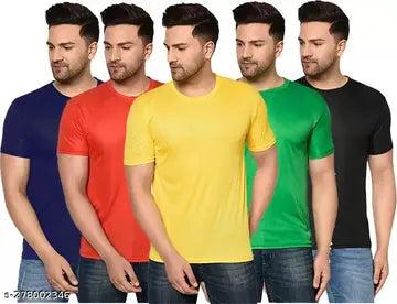Stylish Men's T-Shirts - Pack of 5 (Assorted Colors)