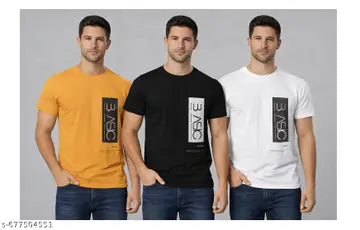 Polyester Men's T-Shirts - Pack of 3 (Assorted Colors)