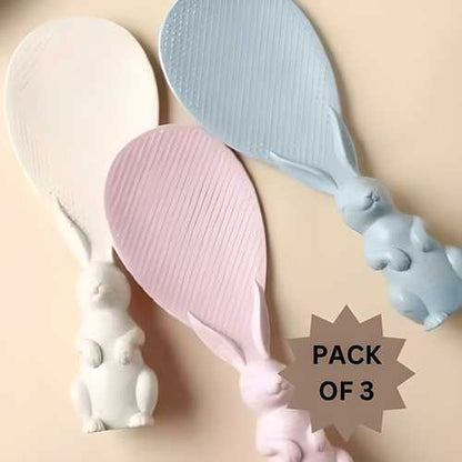 Rabbit Standing Non-stick Rice Spoon in Assorted Color - Pack of 3