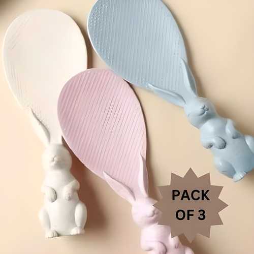 Rabbit Standing Non-stick Rice Spoon in Assorted Color - Pack of 3
