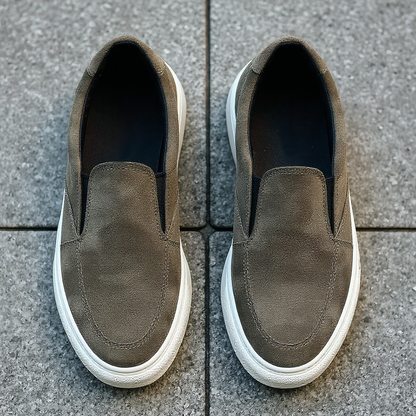 Dark Grey Suede Wheat Whisper Slip On Sneakers  - Summer  Casual Shoes Collection 2025 Collection - ITALIAN AW26