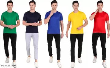 Men's T-Shirts - Pack of 5 (Assorted Colors)