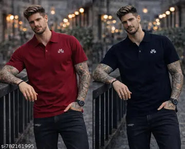 Cotton Men's Polo T-Shirts - Pack of 2 (Assorted Colors)