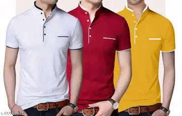 Cotton Stylish Men's T-Shirts - Pack of 3 (Assorted Colors)