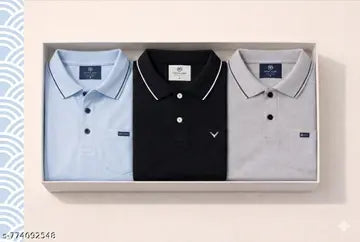 Cotton Men's Polo T-Shirts - Pack of 3 (Assorted Colors)